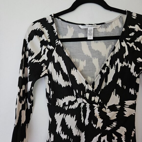 DVF Diane Von Furstenberg Capela Silk Knit Jersey Faux Wrap Dress Sz 6 - Picture 3 of 9
